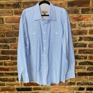 Pronto Uomo Blue Printed Long Sleeve Button Down Shirt Men's Size 2XL Tall